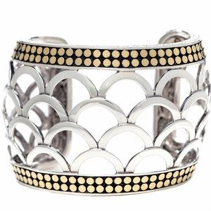 John Hardy Sterling Silver 18K Gold Naga Scaled Wide Cuff Bracelet